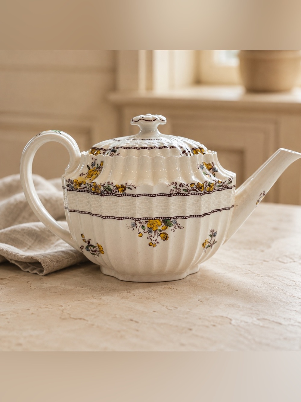 Vintage Copeland Spode Buttercup Teapot & Lid England Old Backstamp